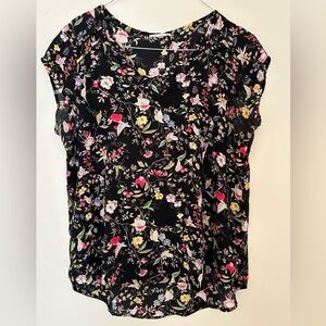 Pleione Floral Cap Sleeve Blouse Size XL